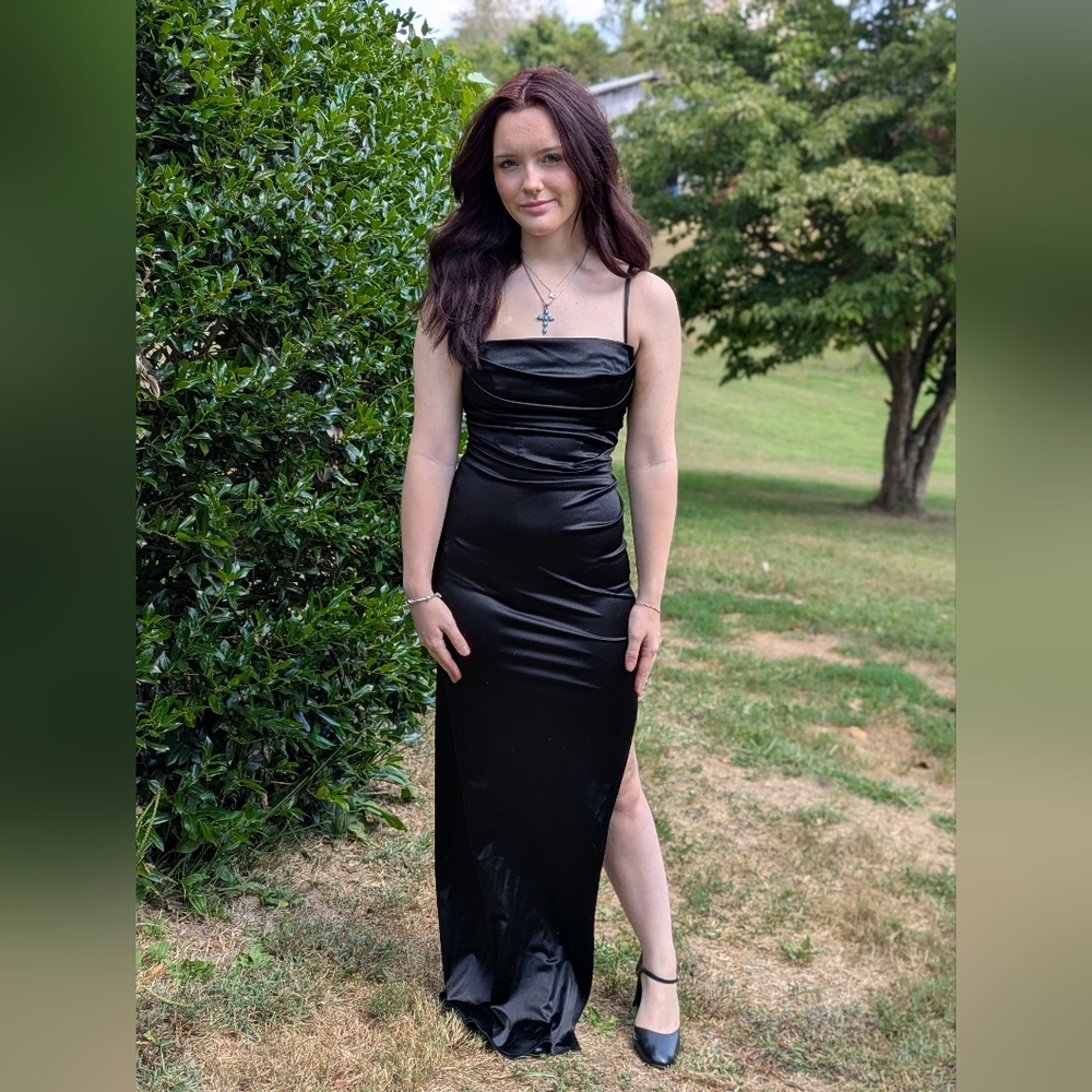 Honey and Rosie Black Satin Dress